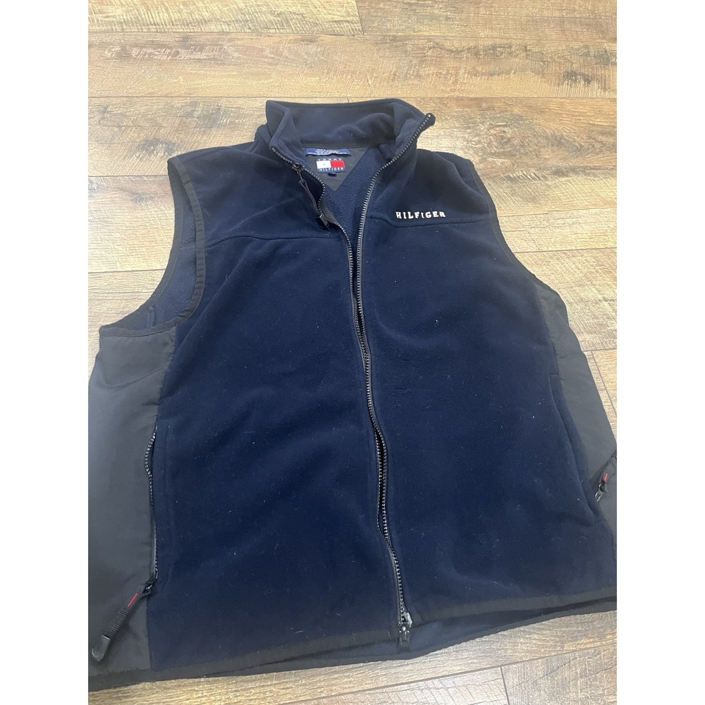 Vintage Tommy Hilfiger Fleece Vest Navy Blue Large - Picture 2 of 9